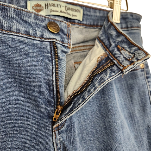 Harley Davidson HD Denim Blue Jeans Biker Moto Riding Bar Shield Womens Size 8 - Picture 8 of 11
